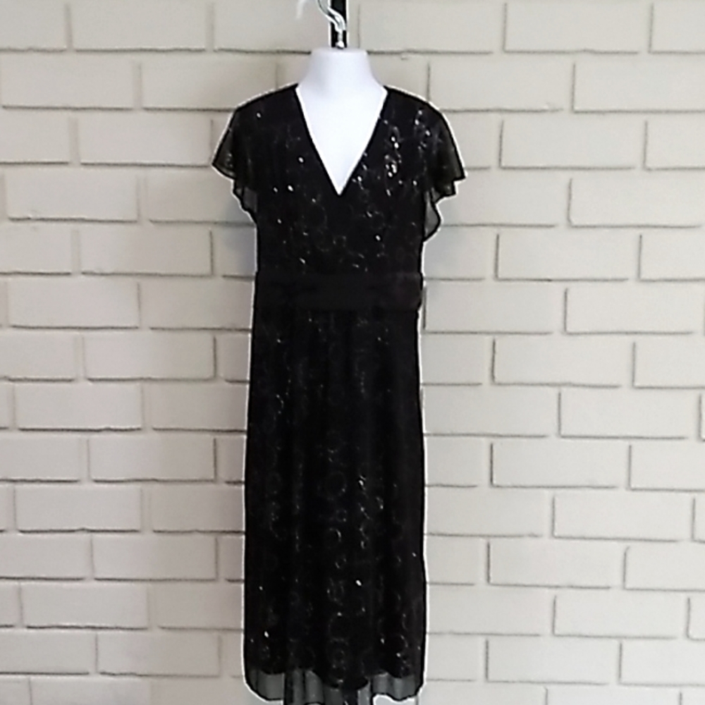 BCX Girls Black Glitter Tie Back Formal Dress. Size 16
